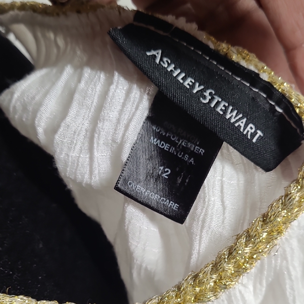Ashley Stewart White Top with Gold Accents - Picture 7 of 9